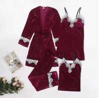 Set pijamale catifea 4 piese