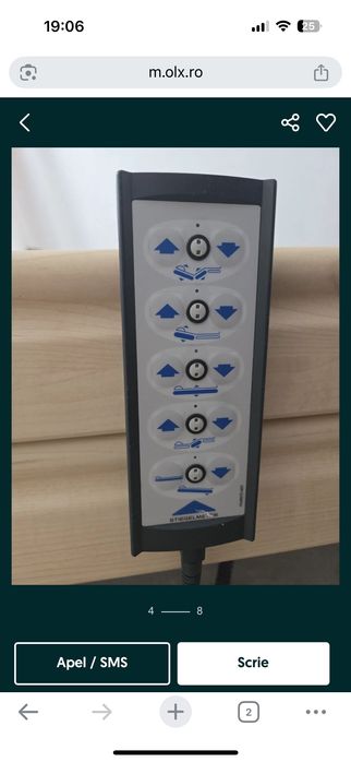 Pat medical/de spital electric cu telecomandă