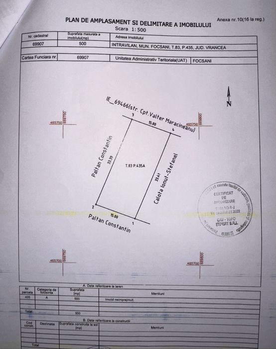 Teren intravilan Focșani, Str. Cpt. Valter Maracineanu