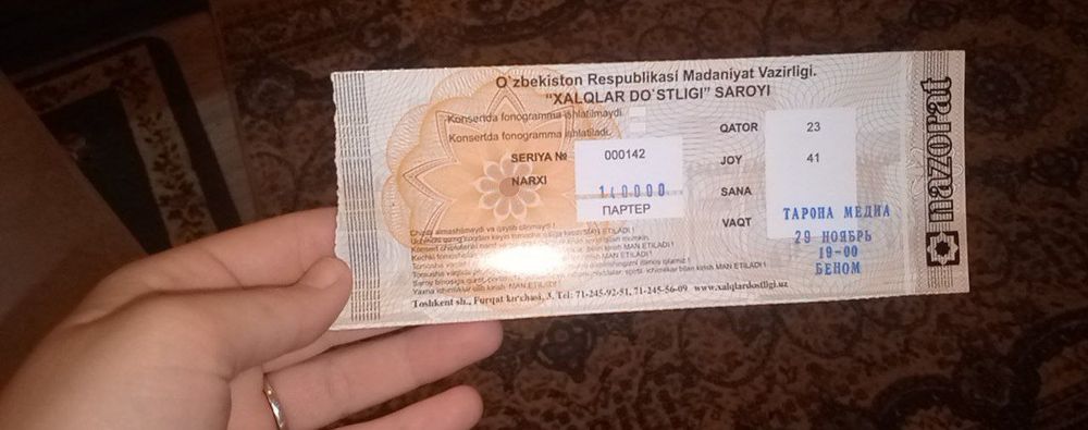 "Benom" konsertiga bilet parter