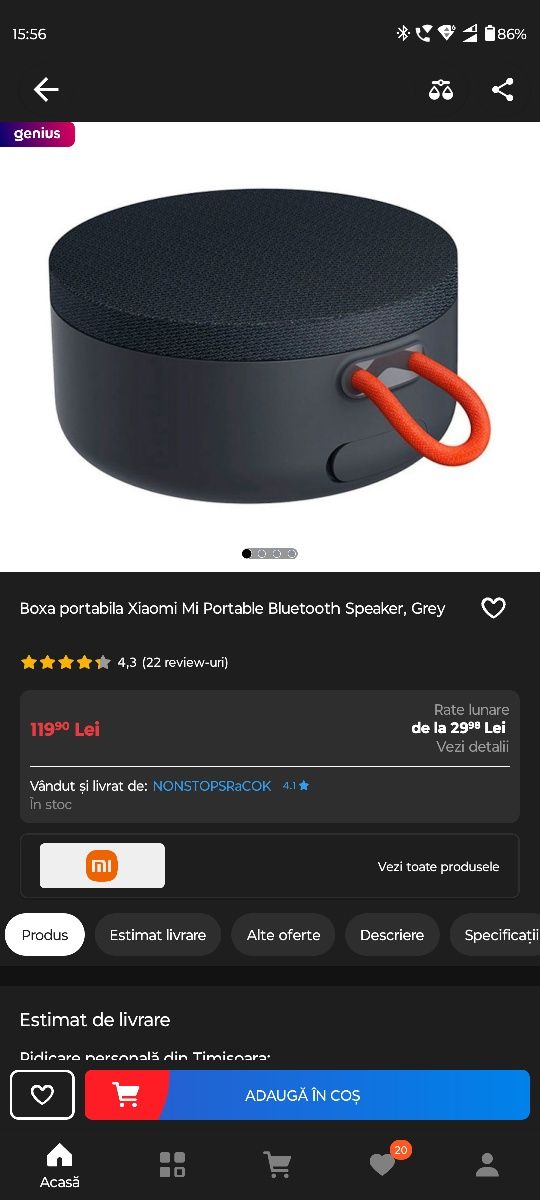 Xiaomi Speaker PortabilX2 Stereo (3W fiecare) IP68