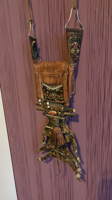 Амулет/Африканска чанта естествена кожа ново