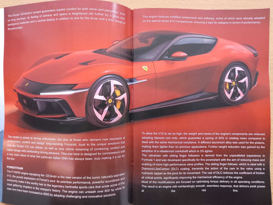 Каталог книжка брошура автомобилна литература за Ferrari 12Cilindri