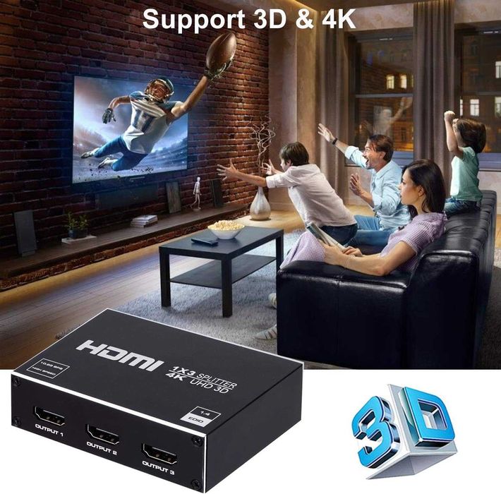 Splitter HDMI 1x3,1IN 3OUT Splitter Audio Video Suport 3D HDTV, STB