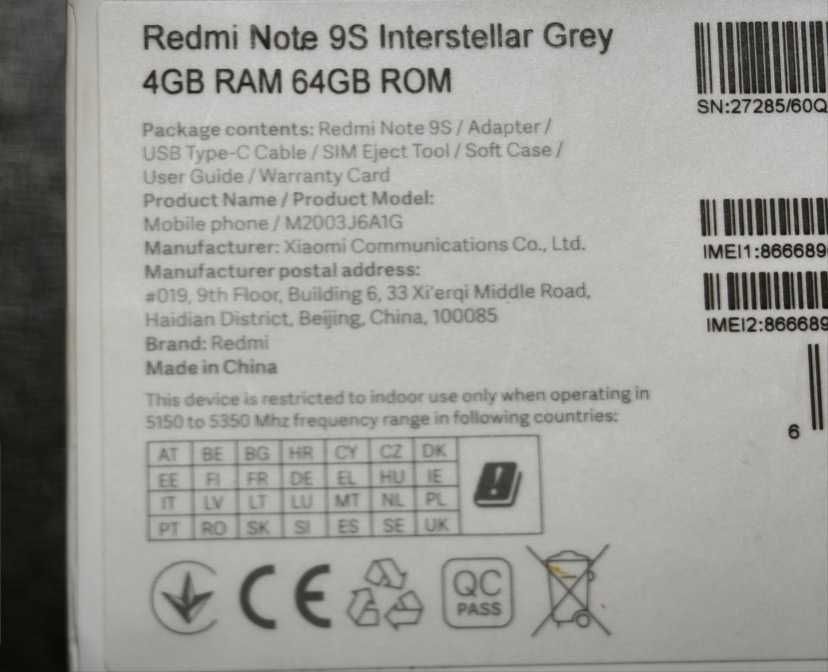 Xiaomi Redmi Note 9S