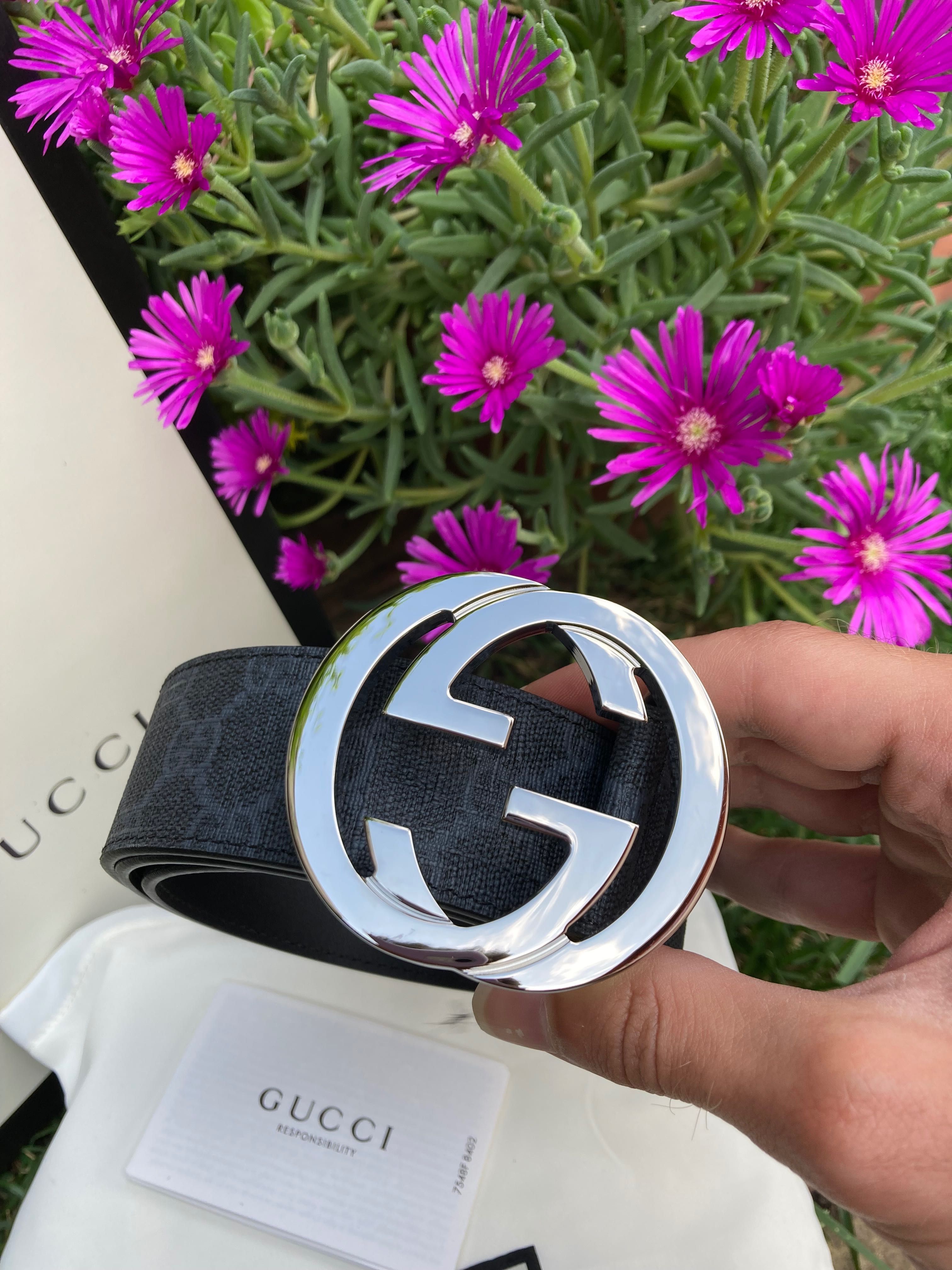 Curea originala Gucci GG Supreme belt with G buckle noua cu factura
