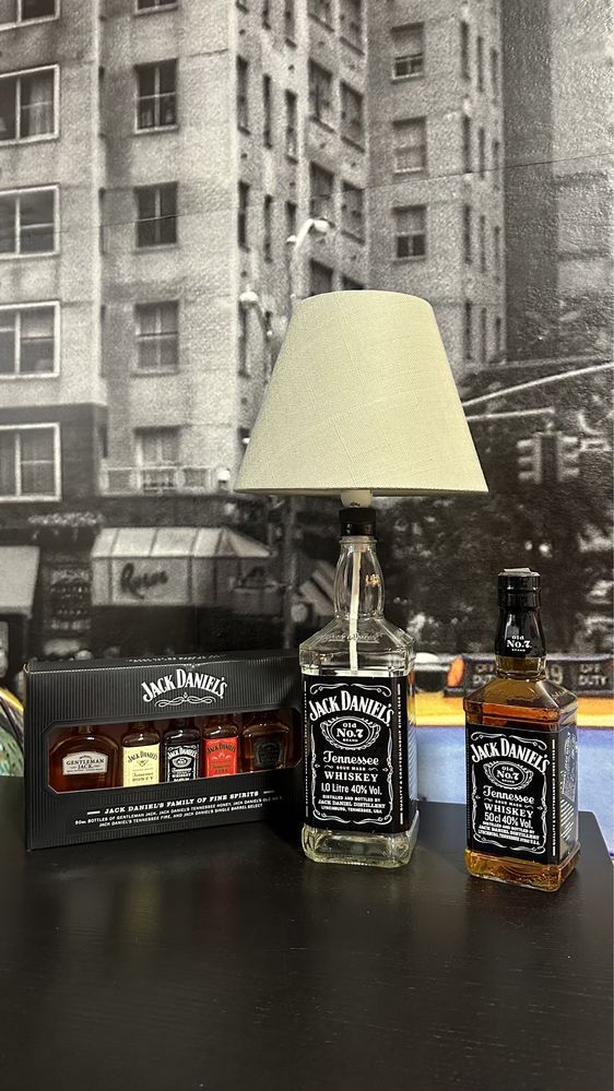 Veioza jack daniels vintage led abajur lampa birou handmade idei cadou