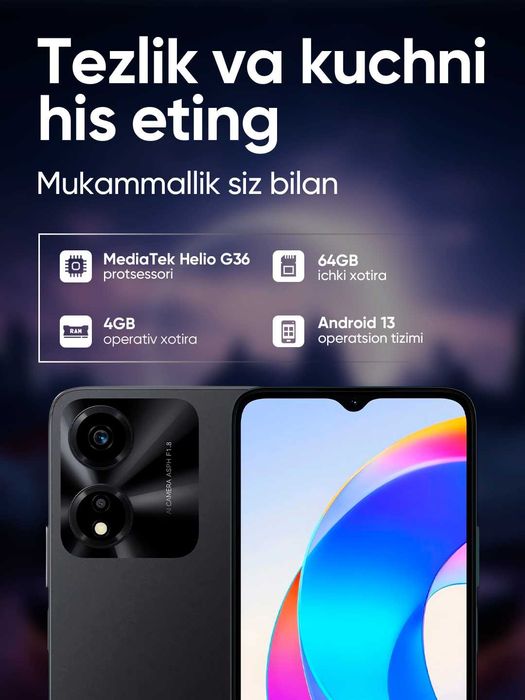 Smartfon Honor X5B, batareya 5200 mah, 50 Mp kamera AI, 90 Hz