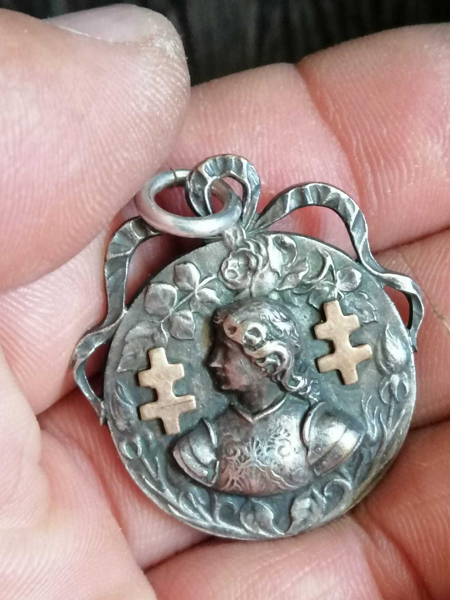 Medalie argint vintage Ioana D'Arc