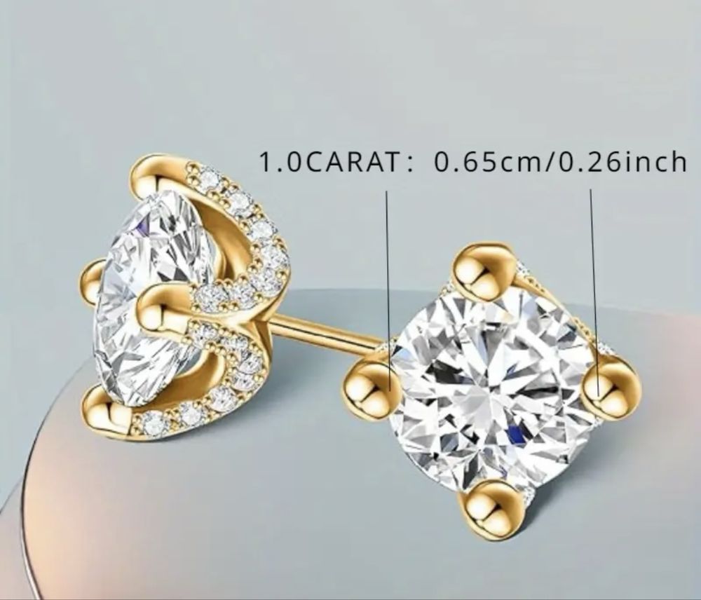 S925 Сребро / Сребърни обеци с камък Мойсанит 1ct ( карат ) - Диамант
