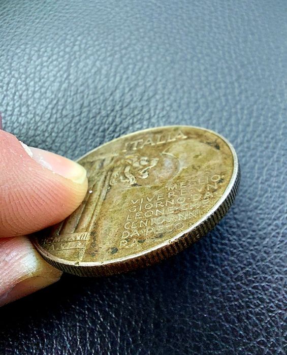 Monedă 20 lire Italia an 1928