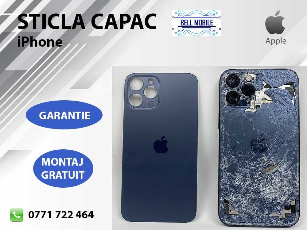 Sticla Spate iPhone Capac XR 11 12 Pro 13 Pro Max 14 Plus Garantie