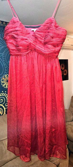 Rochie scurta rosie, matase, marimea 42