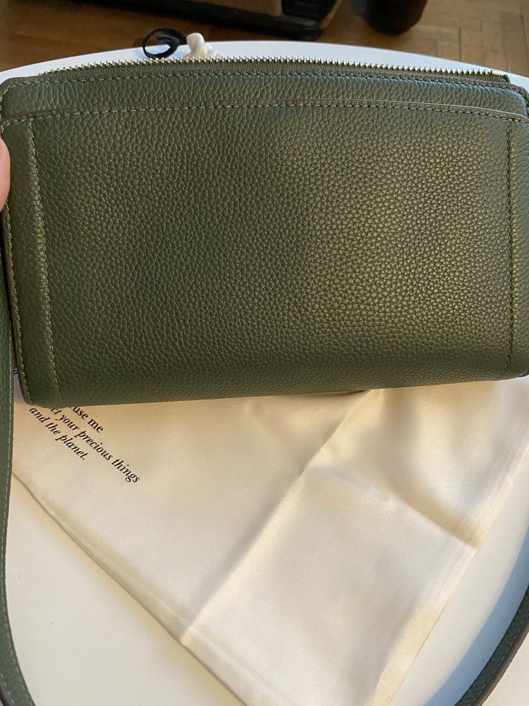 Poseta piele naturala Kate Spade crossbody culoare verde feriga