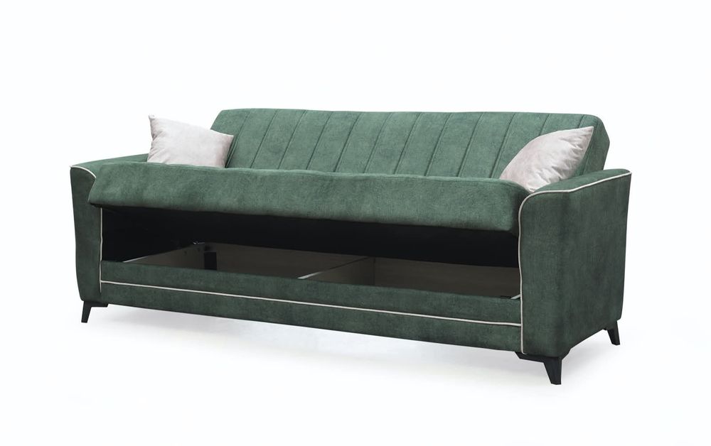 Диван 3-ка разтегателен с ракла MADRID 2 зелено/бежово