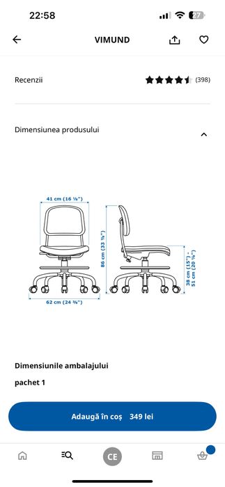 Scaun birou Ikea copii