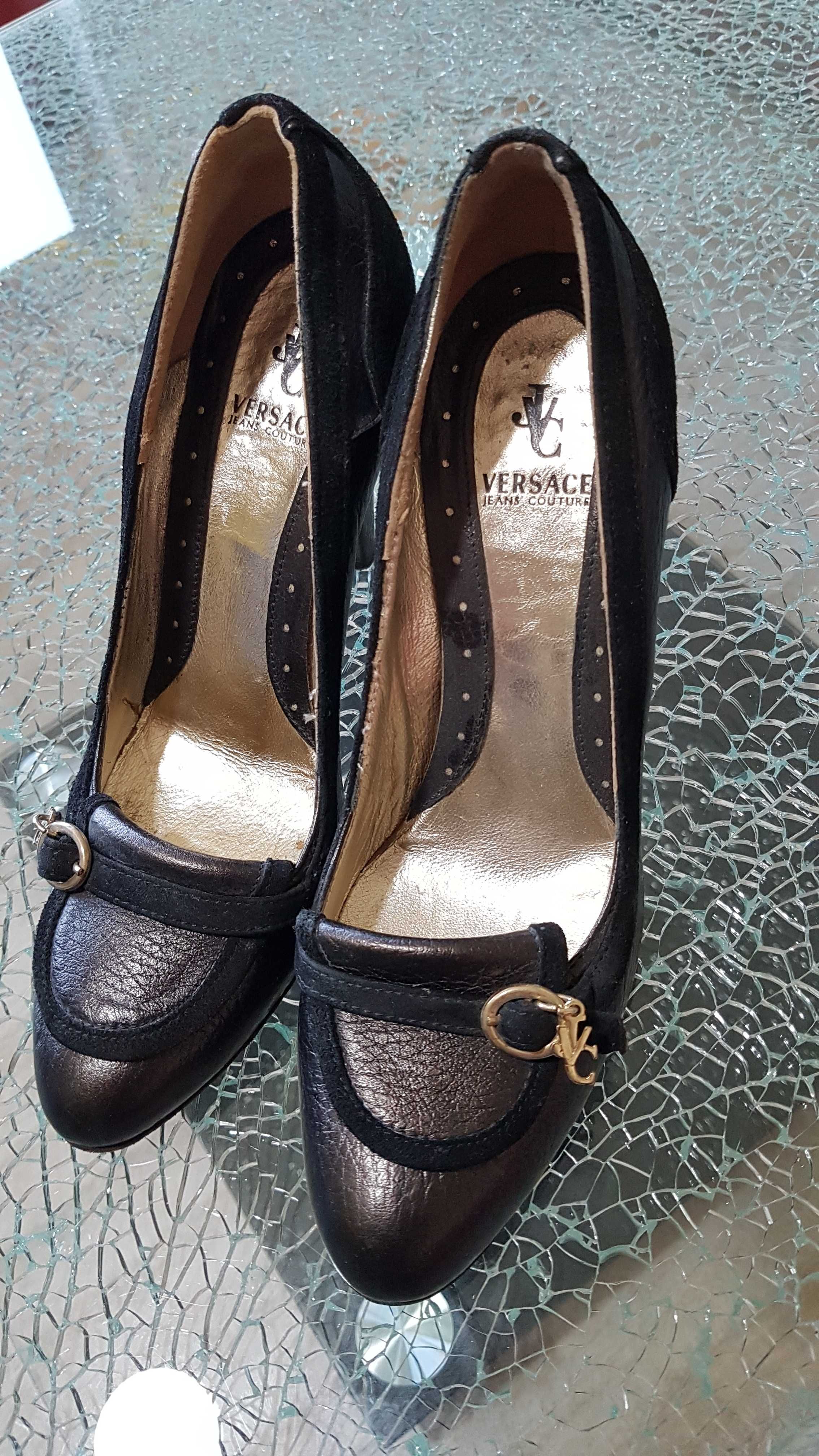 Pantofi  Negri cu Toc Versace, ORIGINALI,M 36