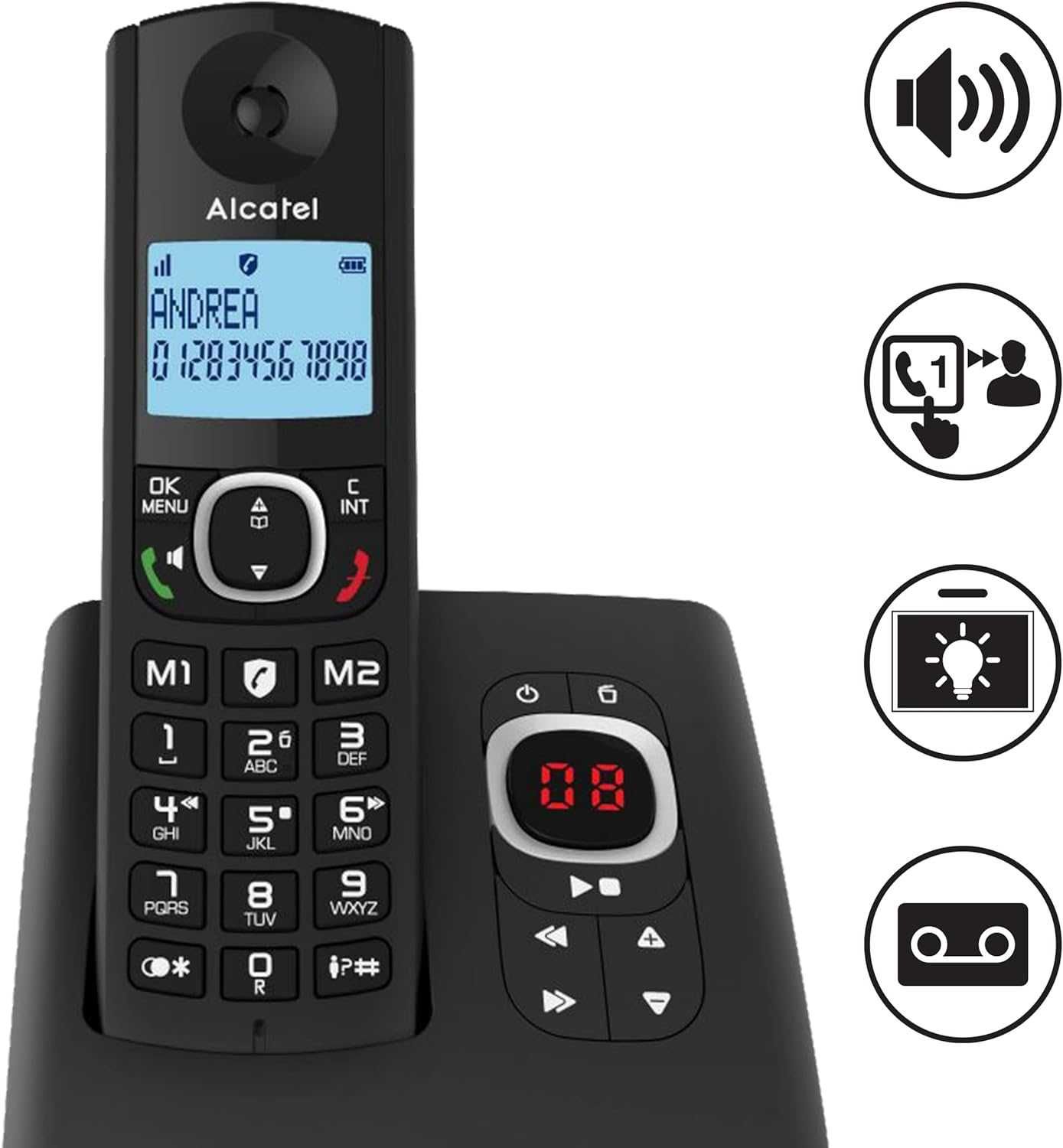 Alcatel F530 Voice Trio, безжичен телефон - секретар и 3 слушалки