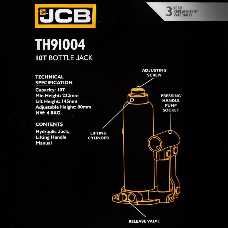 Хидравличен крик JCB ТH91004, тип бутилка, 10т