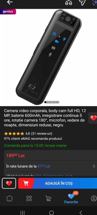 Cameră video corporală/spion/full hd