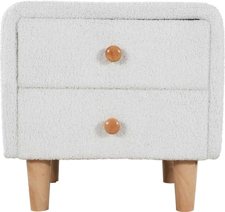 Подплатено нощно шкафче с 2 чекмеджета с безшумно плъз. МДФ+бор, бяло