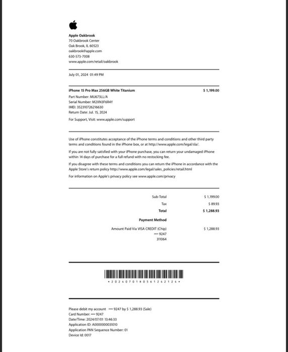 Iphone 15 Pro Max 256 GB, White Titanium, като нов!