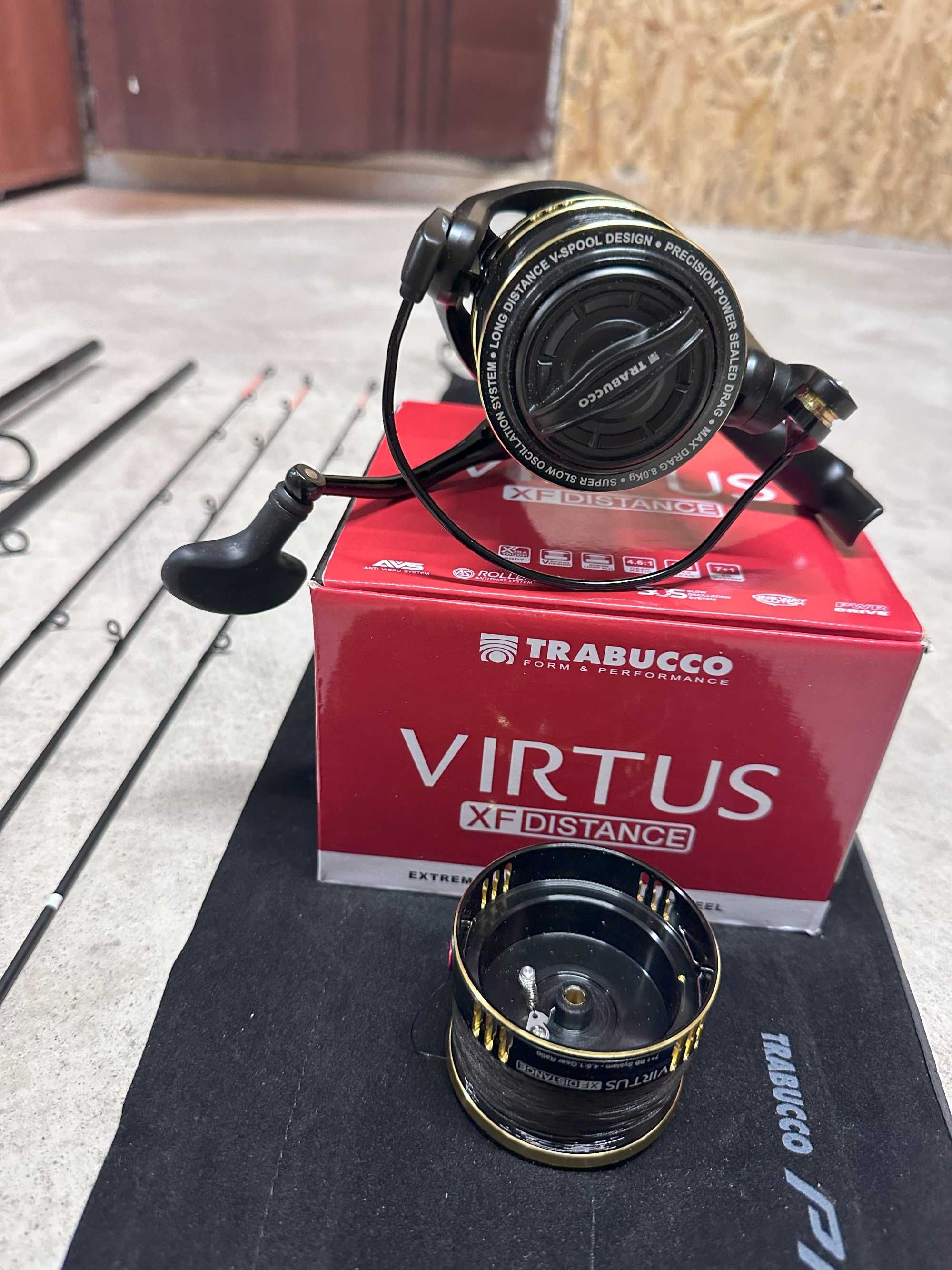 Trabucco Proxima XP 3,90 150g + Mulineta Virtus XF 6500 + tambur rez