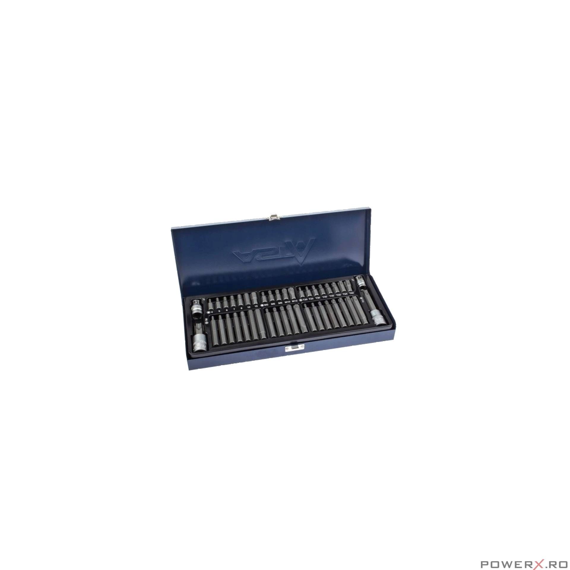 Set biti si adaptoare, hexagonali, torx, 44 piese, Asta