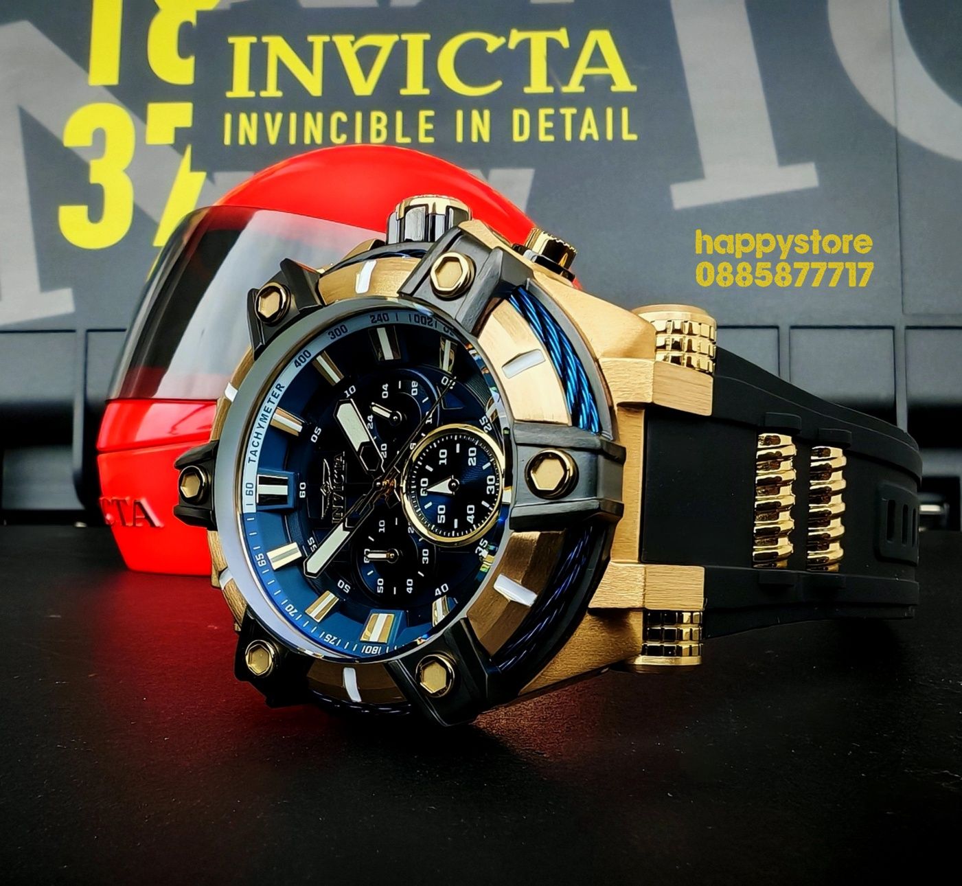 часовник INVICTA Gunmetal Gold and Blue 52 mm, Инвикта нов
