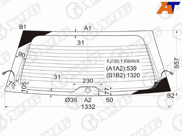 Стекло заднее с обогревом (с отв.) TOYOTA LAND CRUISER PRADO 3/5D/LEXU