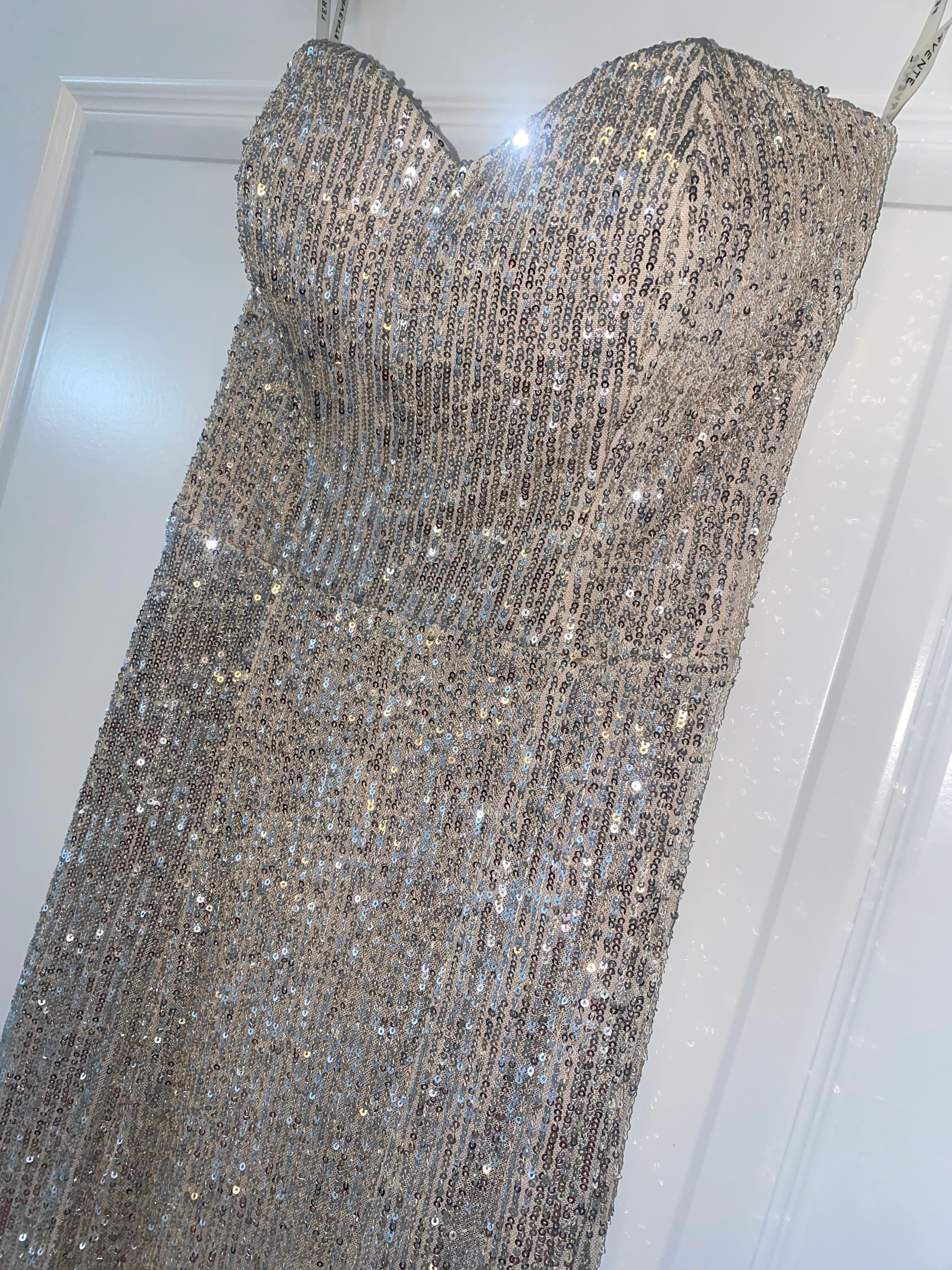 Rochie de lux , de ocazie , tip sirena lunga din paiete sclipici S