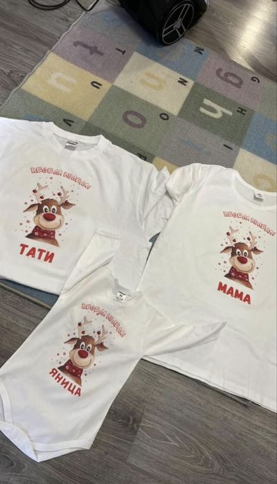 Комлекти тениски за коледа за фотосесия коледни тениски за всички