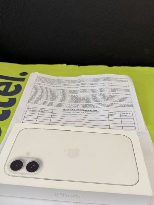 *** КАТО НОВ 256GB iPhone 16 Yettel Гаранция 3г. 2027 WHITE