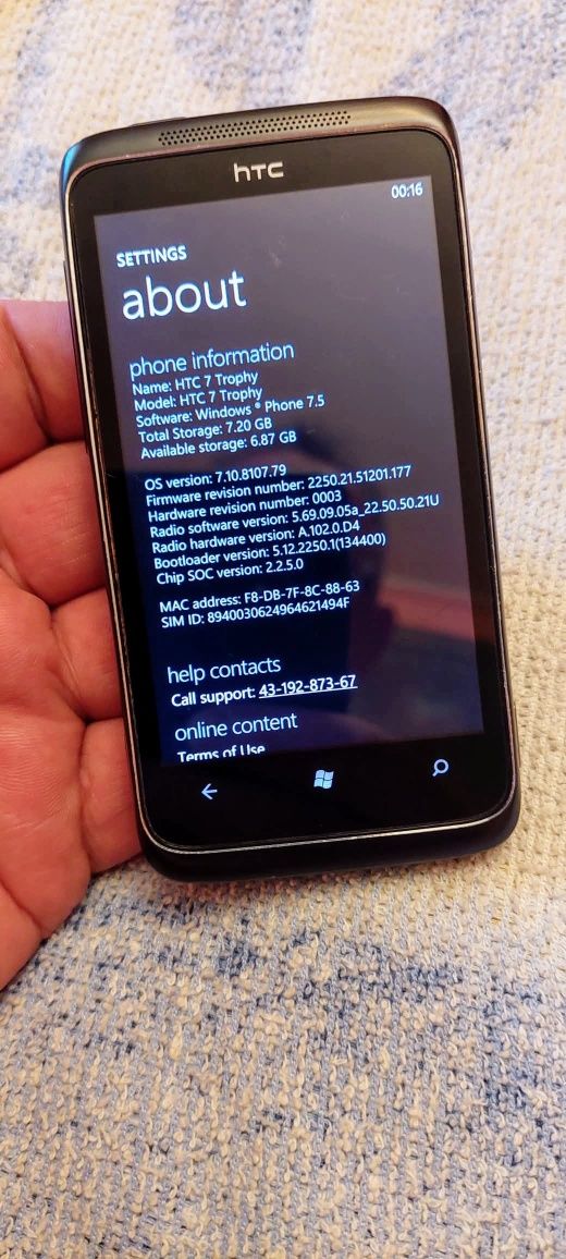 Htc 7 Trophy Microsoft Windows Mobile ( decodat, stare foarte buna)