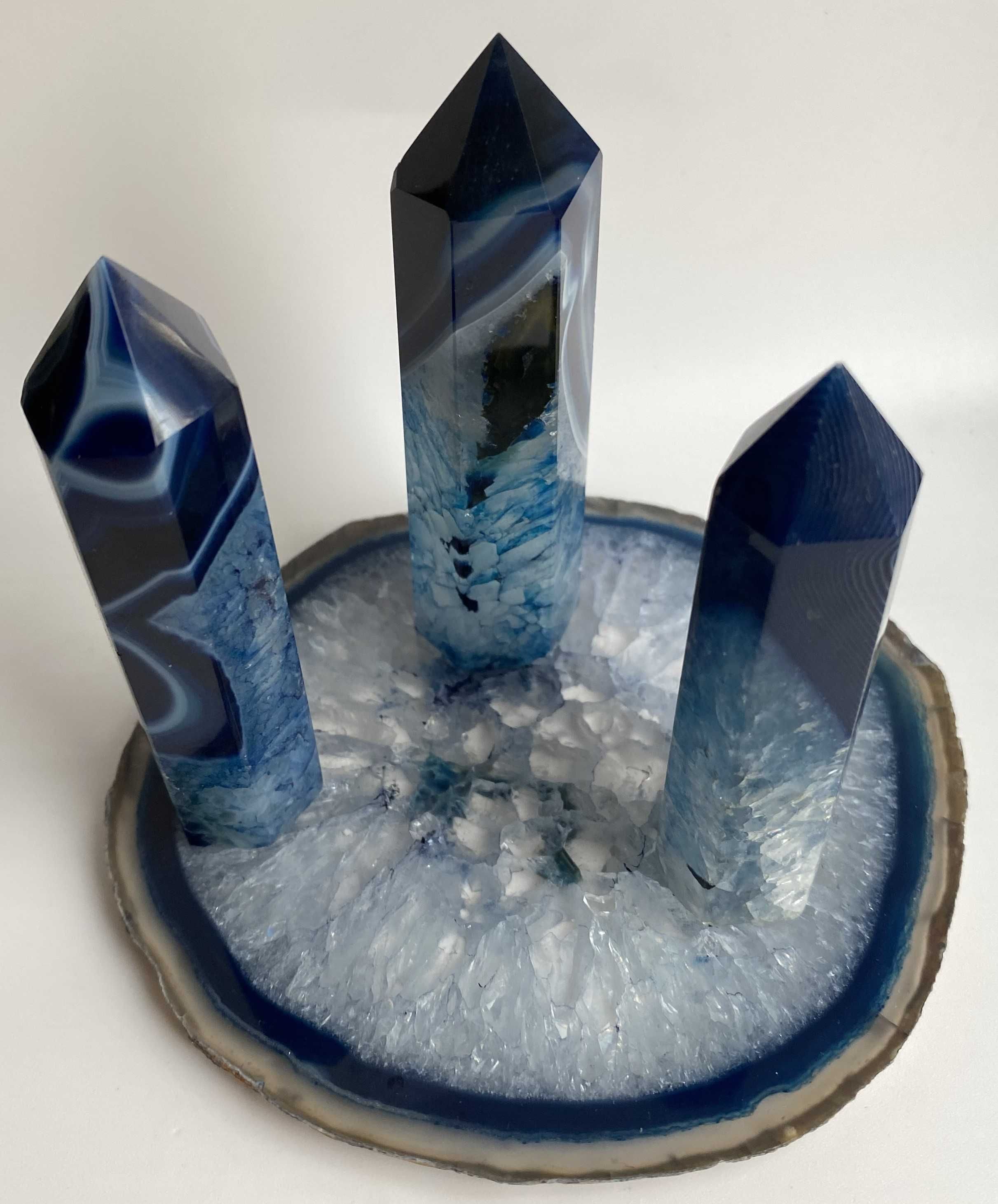 Cristale/Minerale - Agata Albastra-set obeliscuri piatra semipretioasa