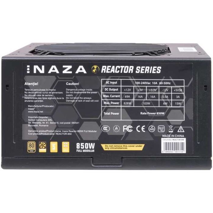 Vand Sursa Inaza Reactor, 80+ Gold, 850W