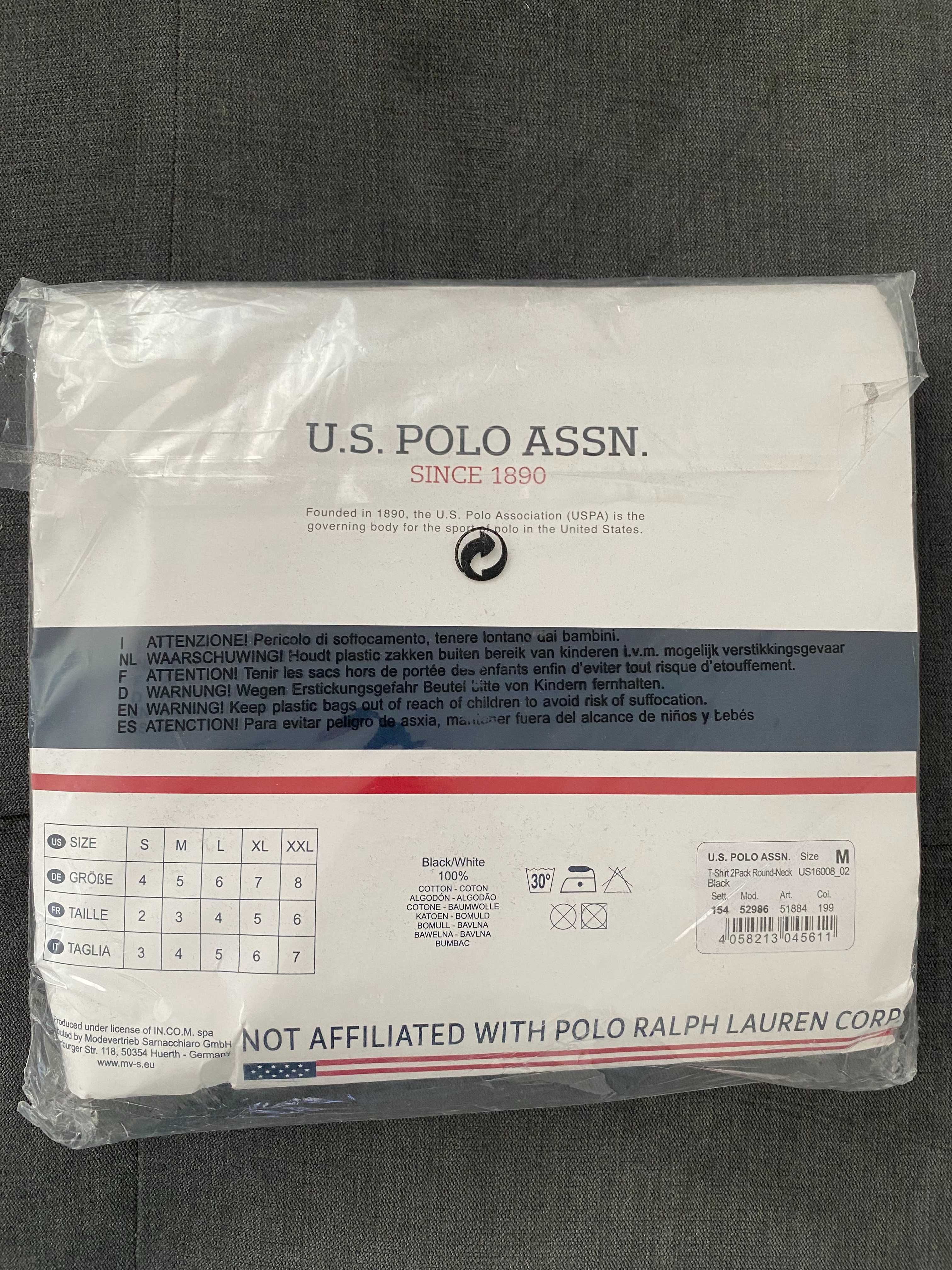 Оригинална черна тениска U.S. POLO ASSN. размер - М