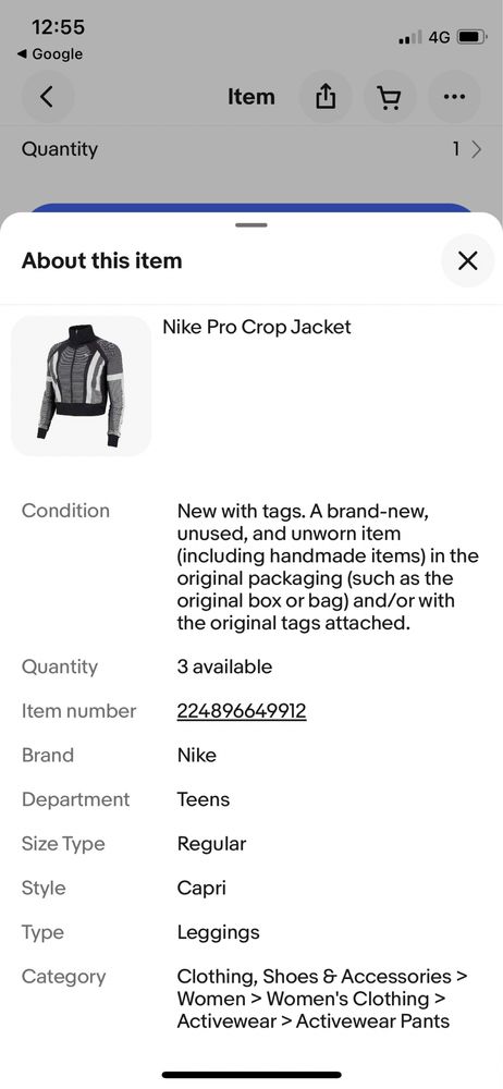 Nike pro crop Jacket