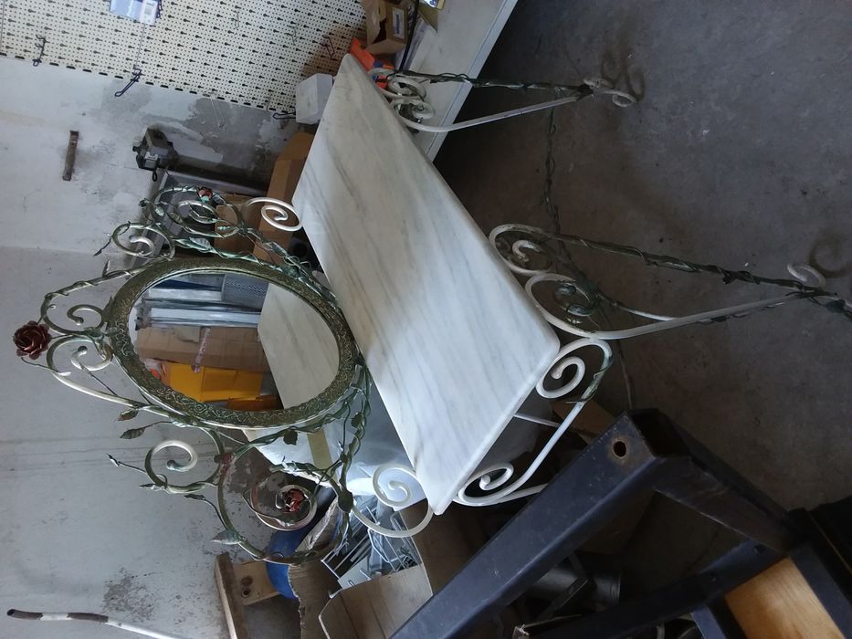 Set NOU masa cu oglinda si blat din marmura si scaun import Franta