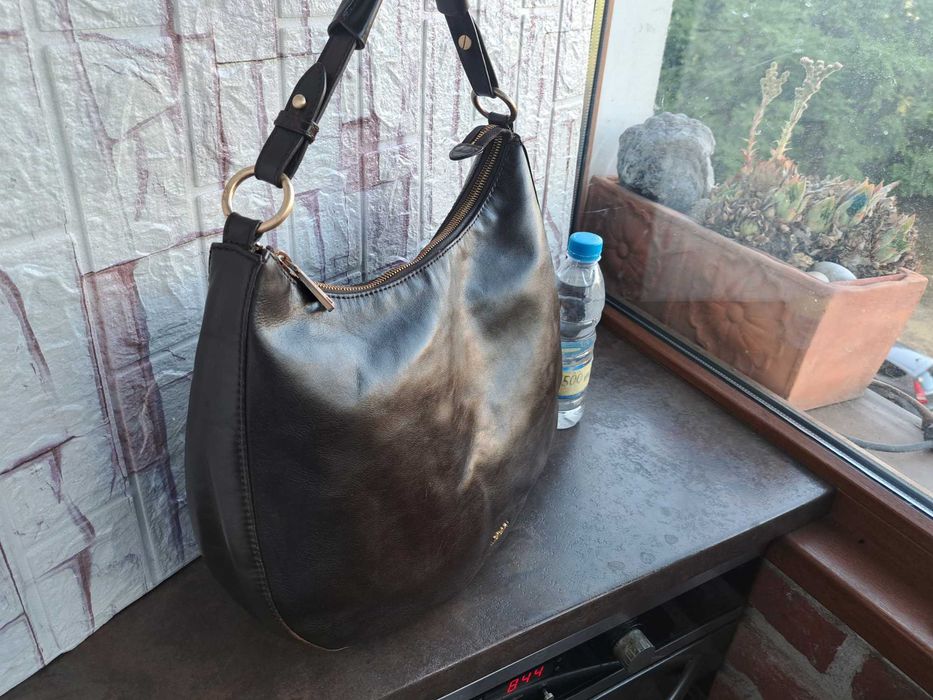 дамска чанта,Joop кафява кожена торба-естествена кожа