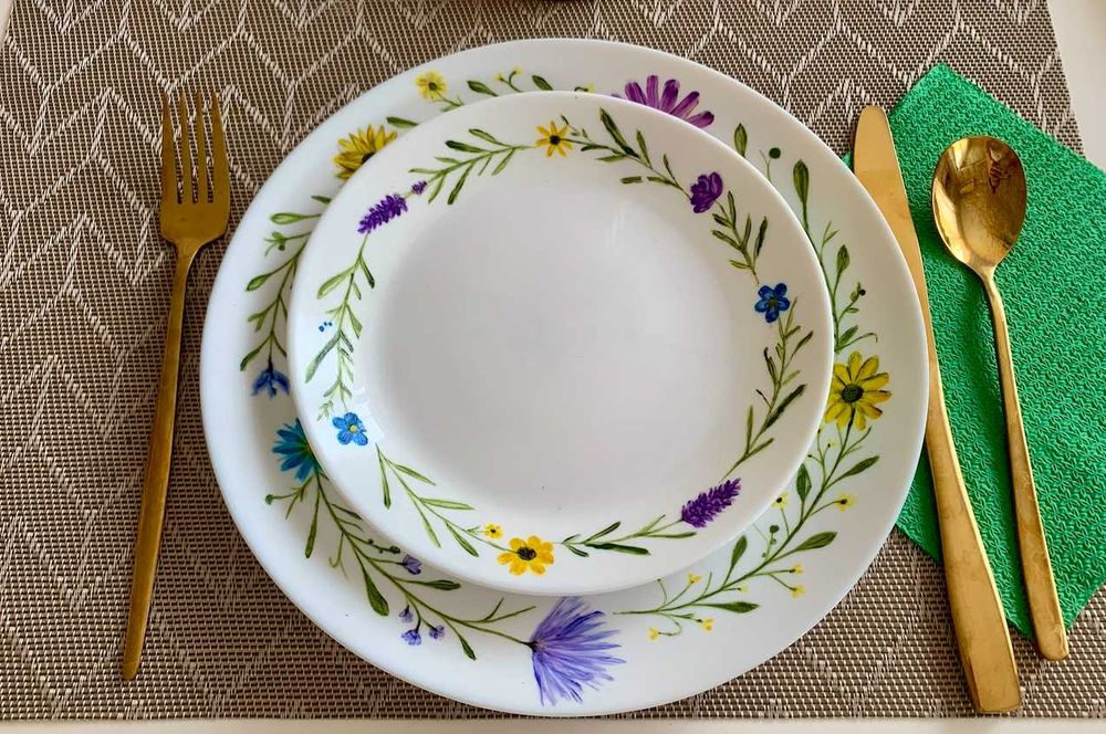 Ръчно рисувани луксозни чинии от френски порцелан