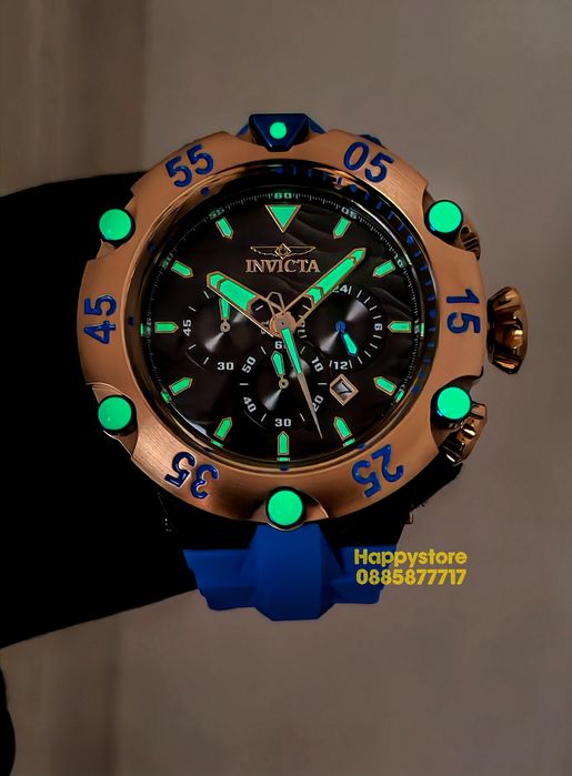 INVICTA Velmore Gold/Blue 54 mm, Инвикта нов ръчен часовник