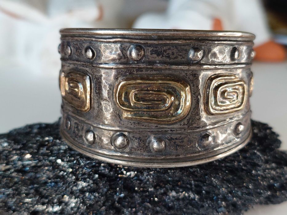 Brățară vintage din argint „Etruscan Revival”