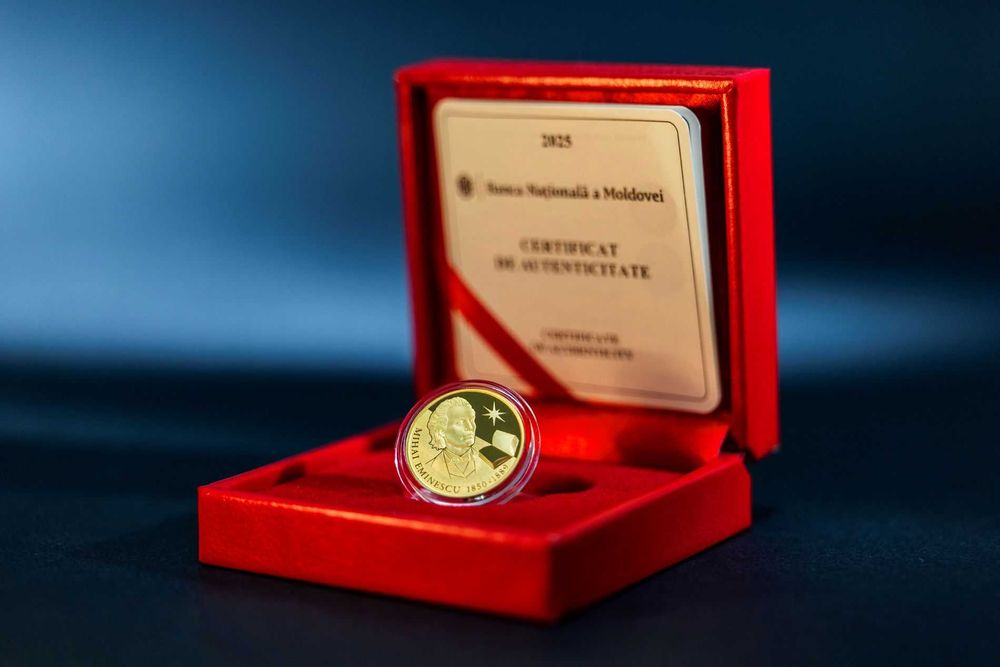 Monedă Aur: Mihai Eminescu — 50 lei — RM — 2025