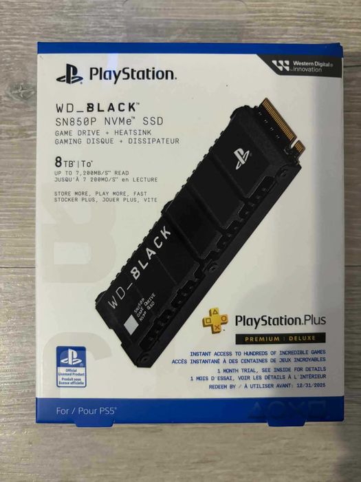 NVMe WD_BLACK SN850P SSD за PS5 / PC — 8 TB, 7300 MB/s, с heatsink