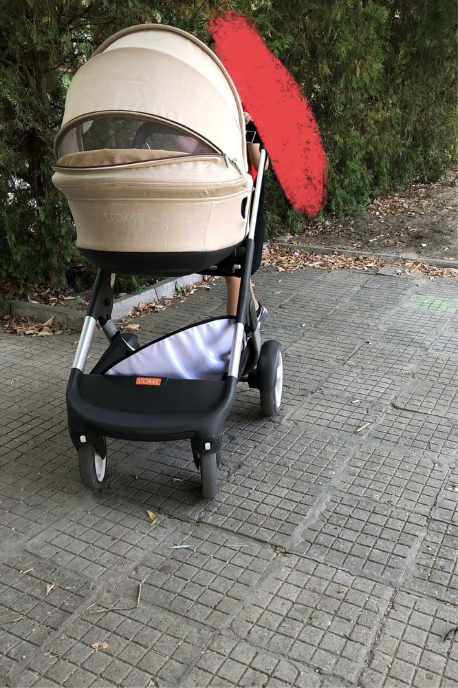 Бебешка комбинирана количка Stokke Crusi Beige с всички аксесоари