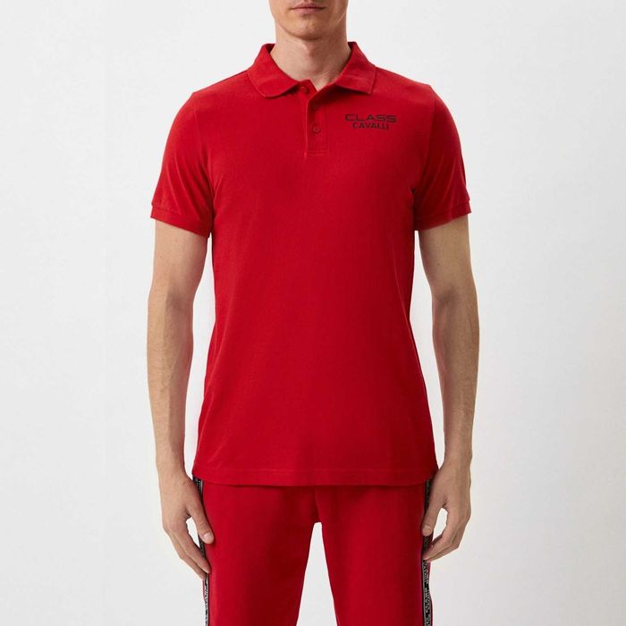 Оригинална мъжка поло тениска Cavalli Class OXT60H-JD060_ROSSO !!!
