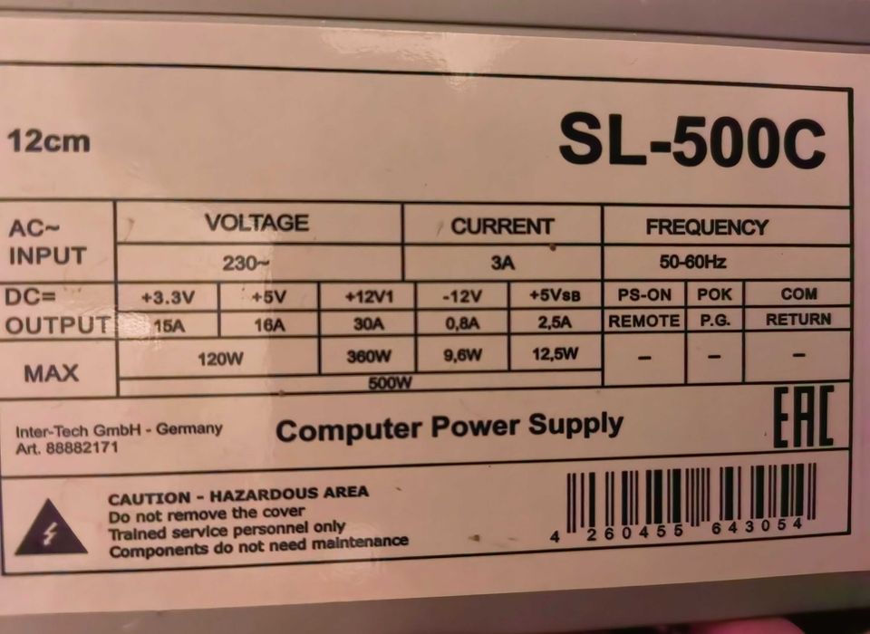 Sursa Inter-tech SL-500C 500W, 2x SATA, 2x Molex, 1xCPU 4-pini