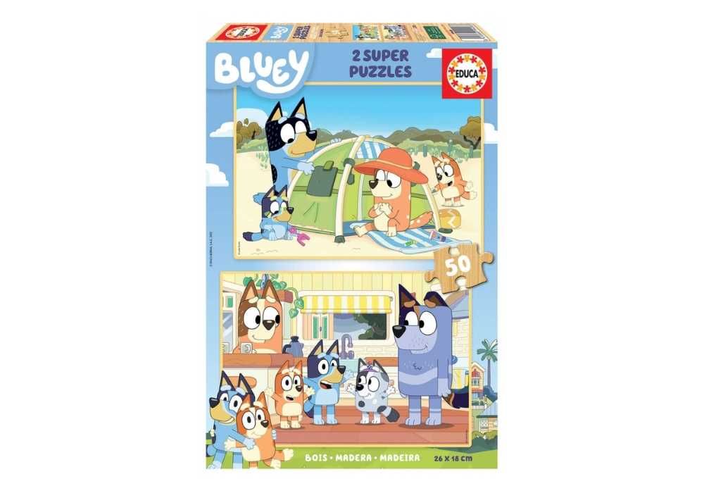 Пъзел за деца Bluey/ Пъзел на Educa Bluey, 2 × 50 части/Пъзел Bluey