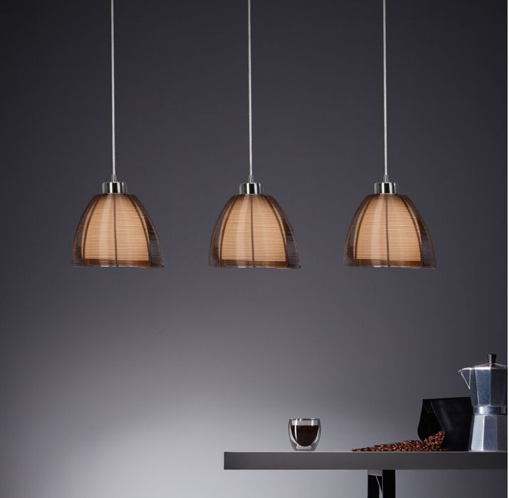 Lampă suspendată Brilliant Relax bronz, crom, 3 becuri